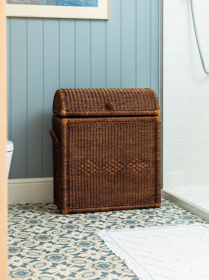 Chest Rattan Laundry Basket, Teak Bath