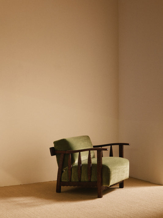 Pier Luigi Colli 1930 Cigar Armchair, Mohair Velvet Chairs