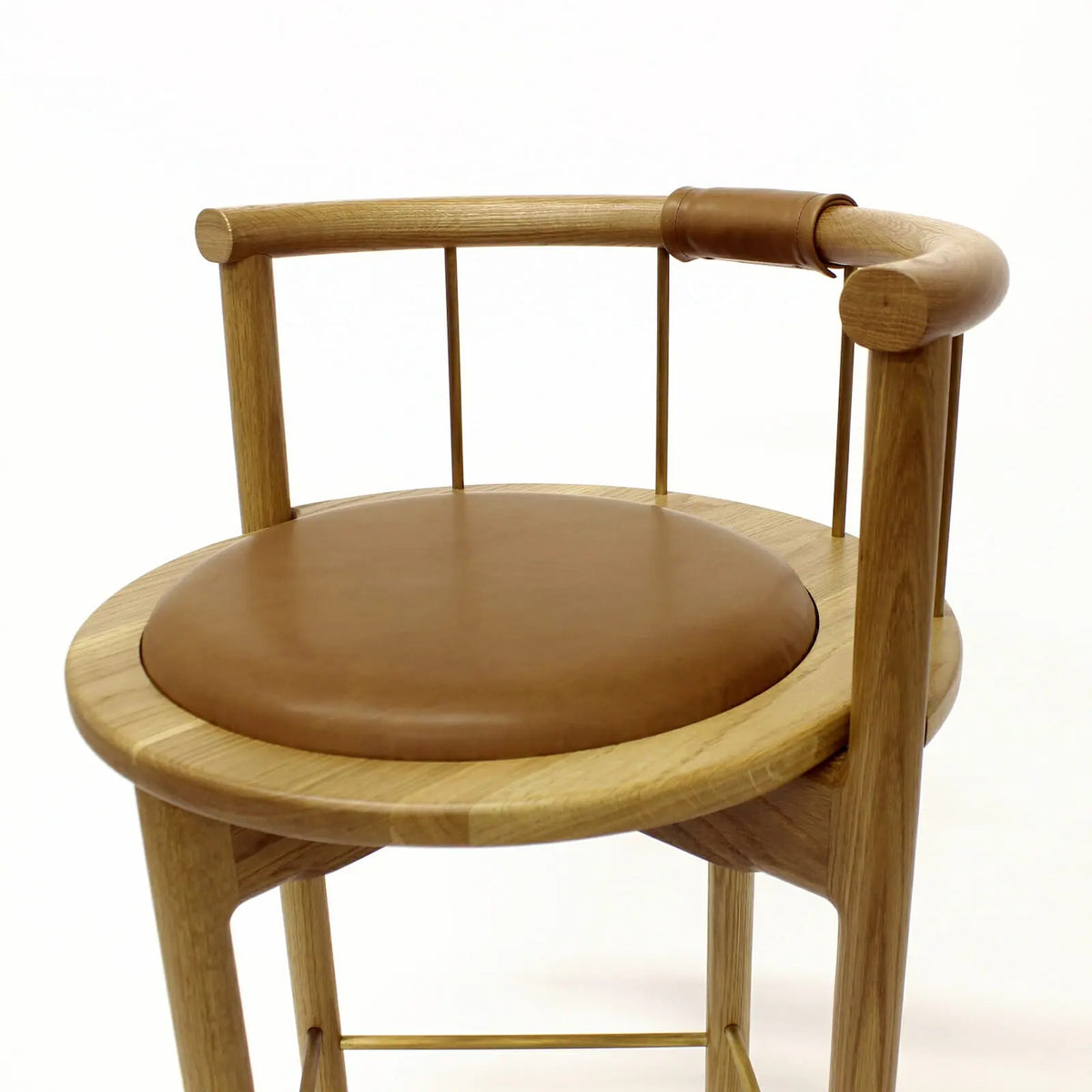 Lloyd Counter & Bar Stool in White Oak & Cognac Leather