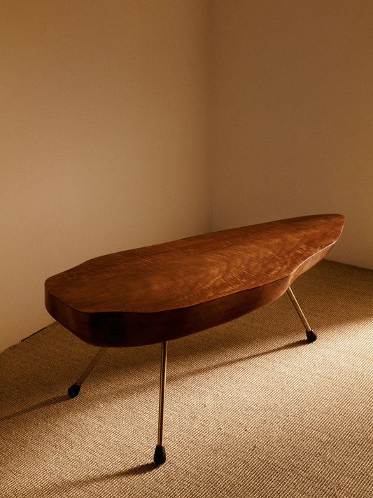 Coffee Table in Walnut and Brass by Carl Aubock, Austria, 1970 Coffee Tables