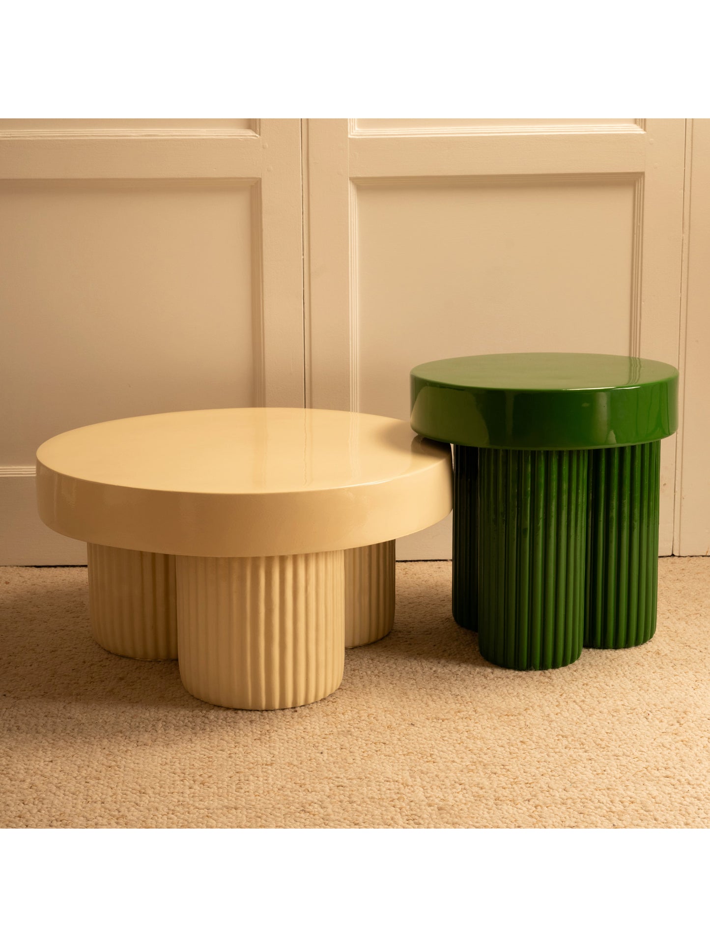 Cream and Green Nesting Tables Nesting Tables