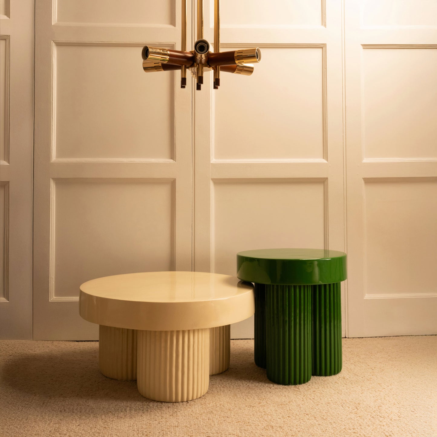 Cream and Green Nesting Tables Nesting Tables