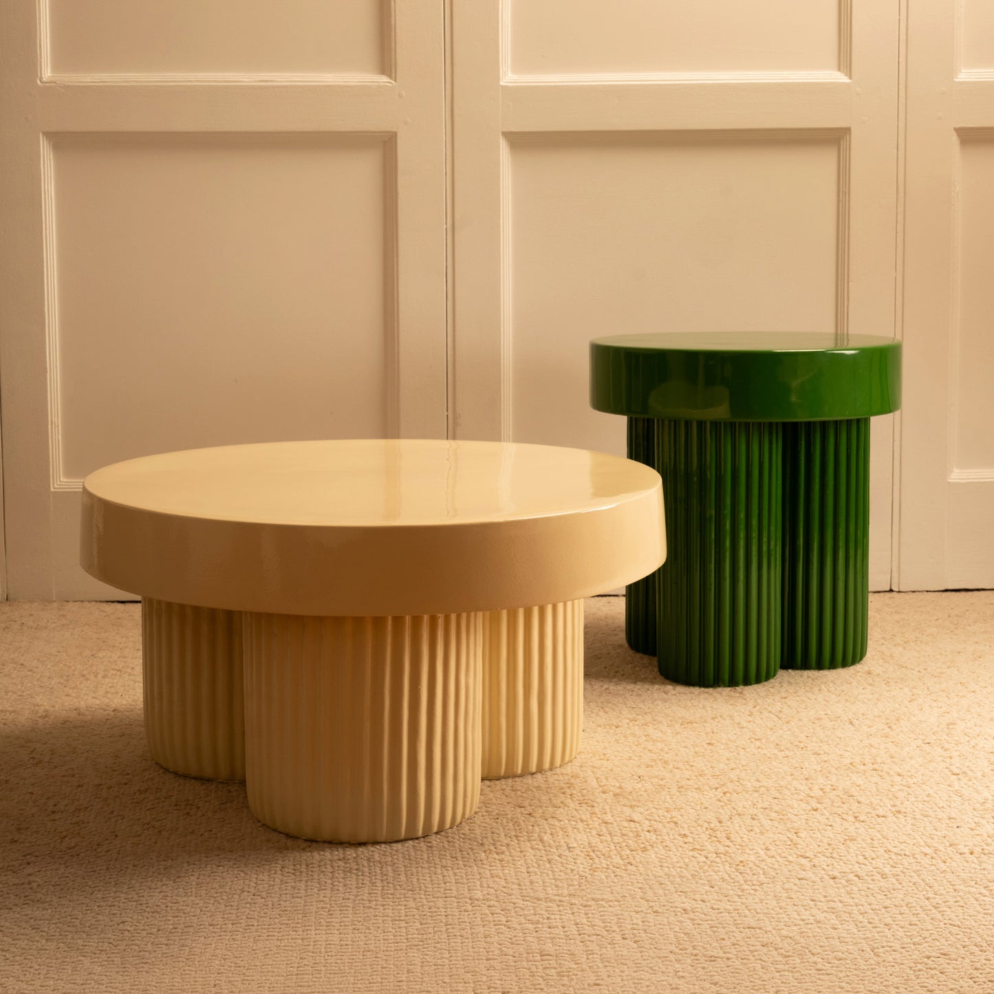 Cream and Green Nesting Tables Nesting Tables
