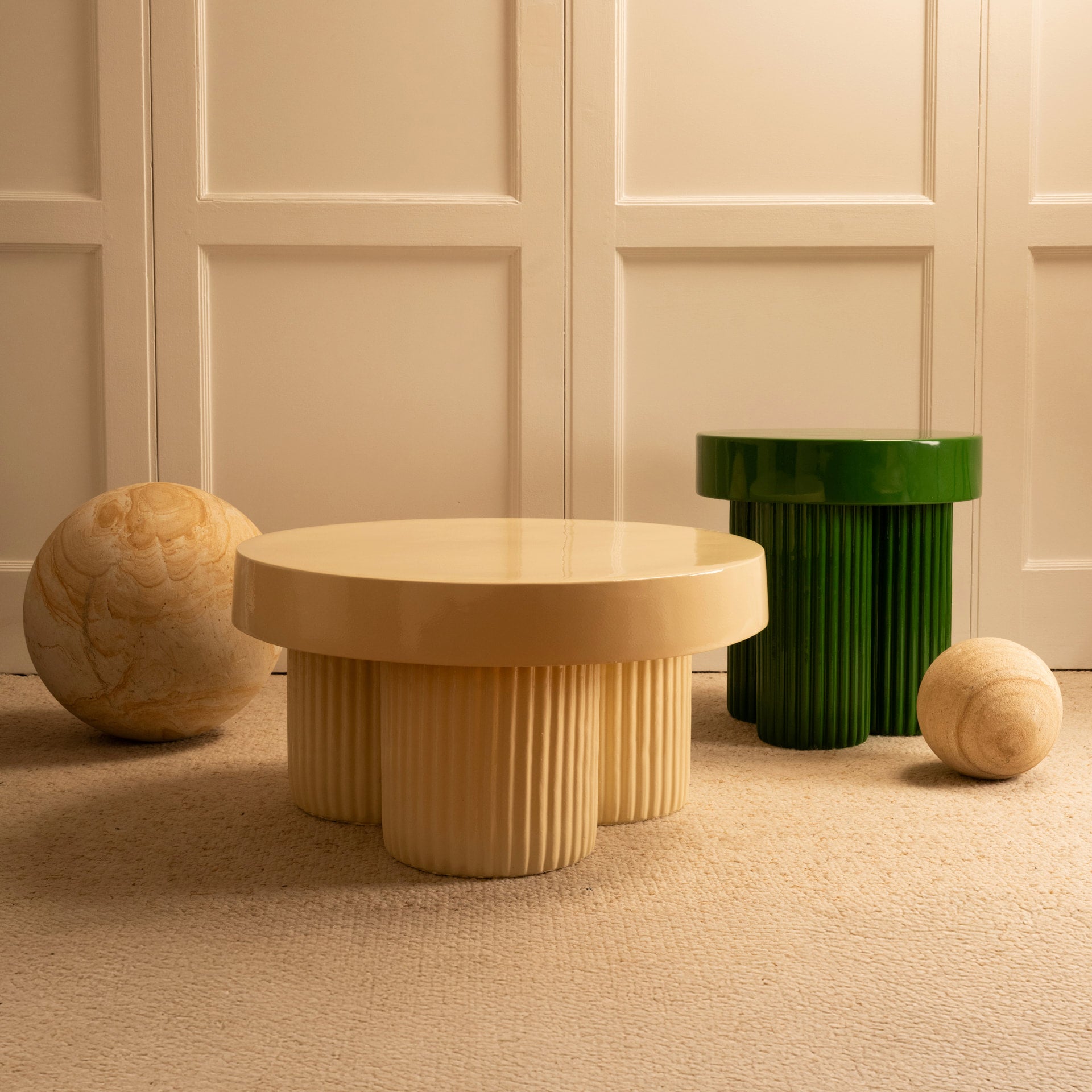 Cream and Green Nesting Tables Nesting Tables