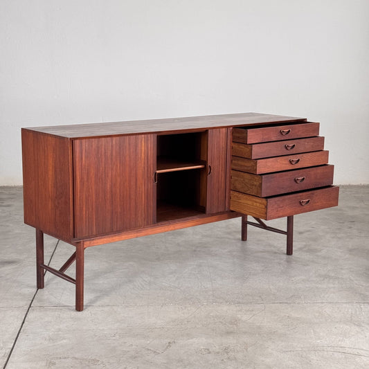 Danish Modern Tambour Credenza by Peter Hvidt Orla Molgaard Nielsen, 1960s Credenzas