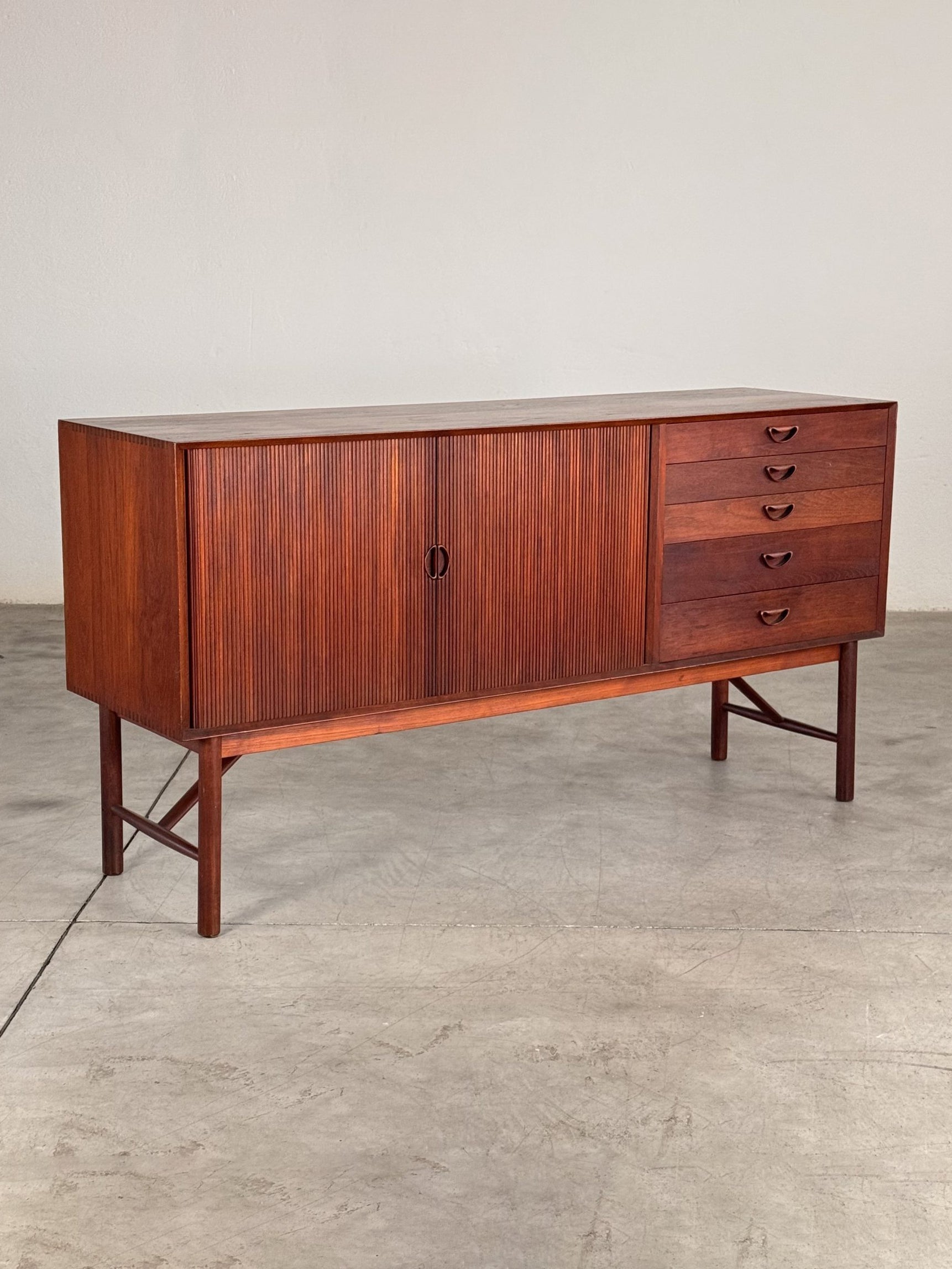Danish Modern Tambour Credenza by Peter Hvidt Orla Molgaard Nielsen, 1960s Credenzas