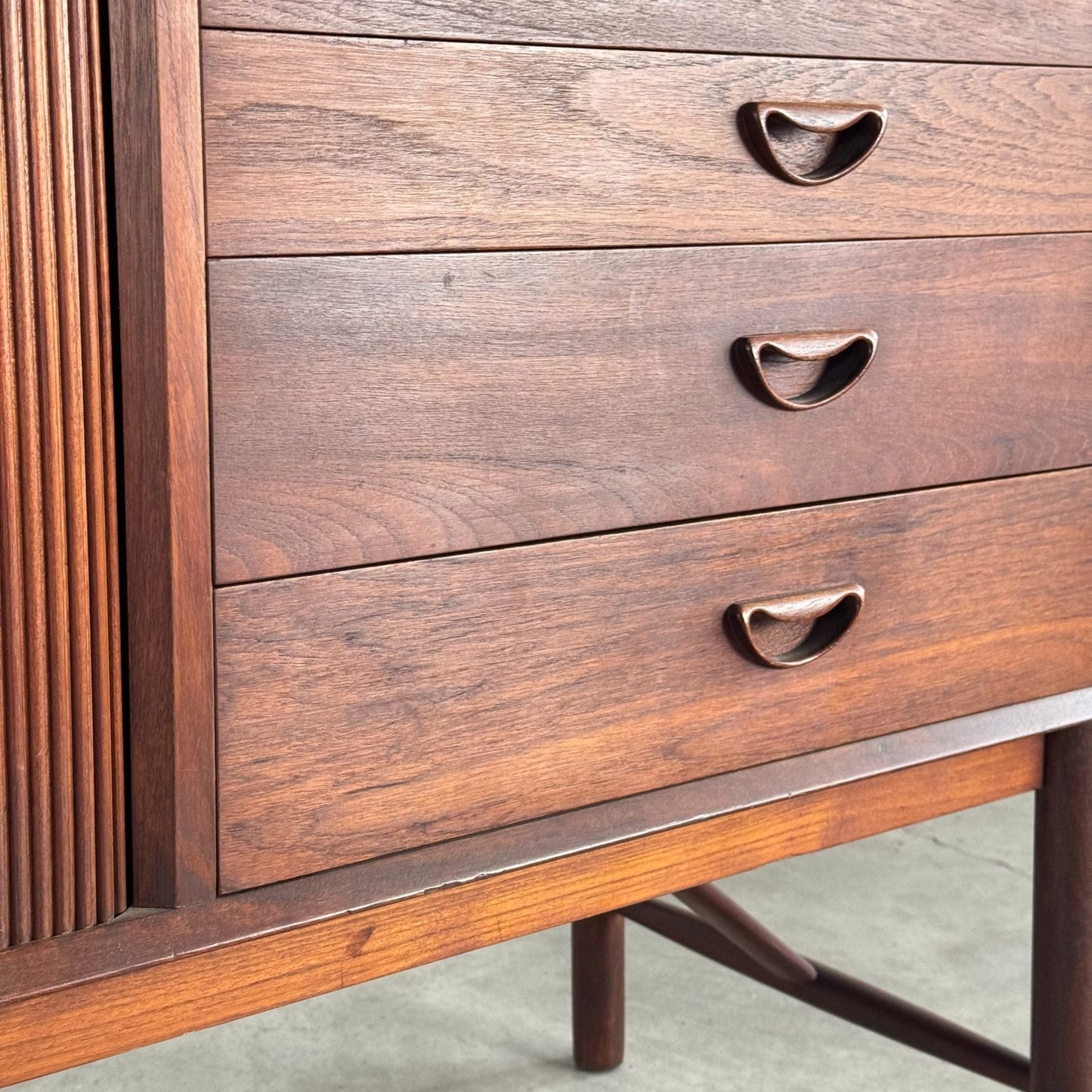 Danish Modern Tambour Credenza by Peter Hvidt Orla Molgaard Nielsen, 1960s Credenzas