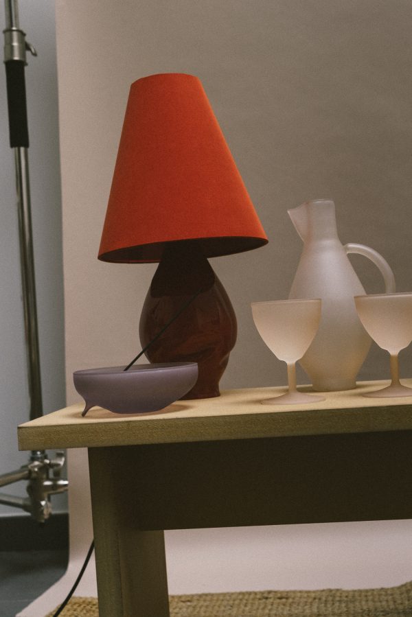Dark Red Conical Glass Lamp Table Lamps