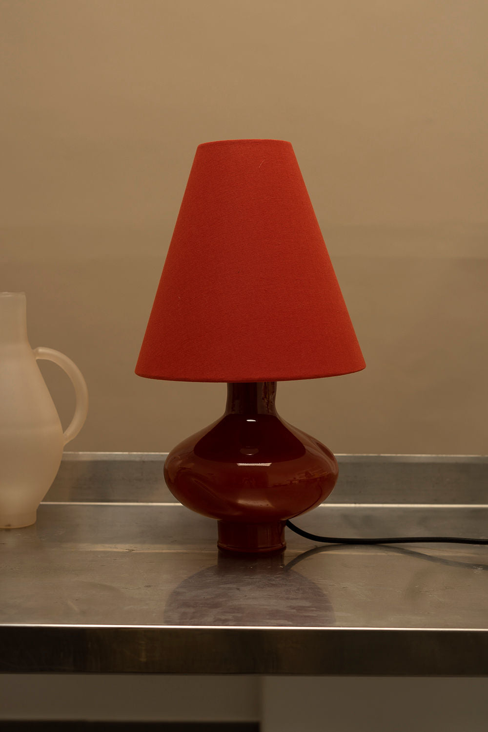 Dark Red Conical Glass Lamp II Table Lamps