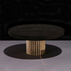 Doris Round Dining Table in Ebonized Reclaimed Oak Bronze Dining Tables