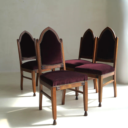 Dutch Art Deco Amsterdam School Dining Chairs, Set of 4 Dining Chairs