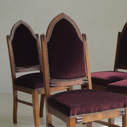 Dutch Art Deco Amsterdam School Dining Chairs, Set of 4 Dining Chairs