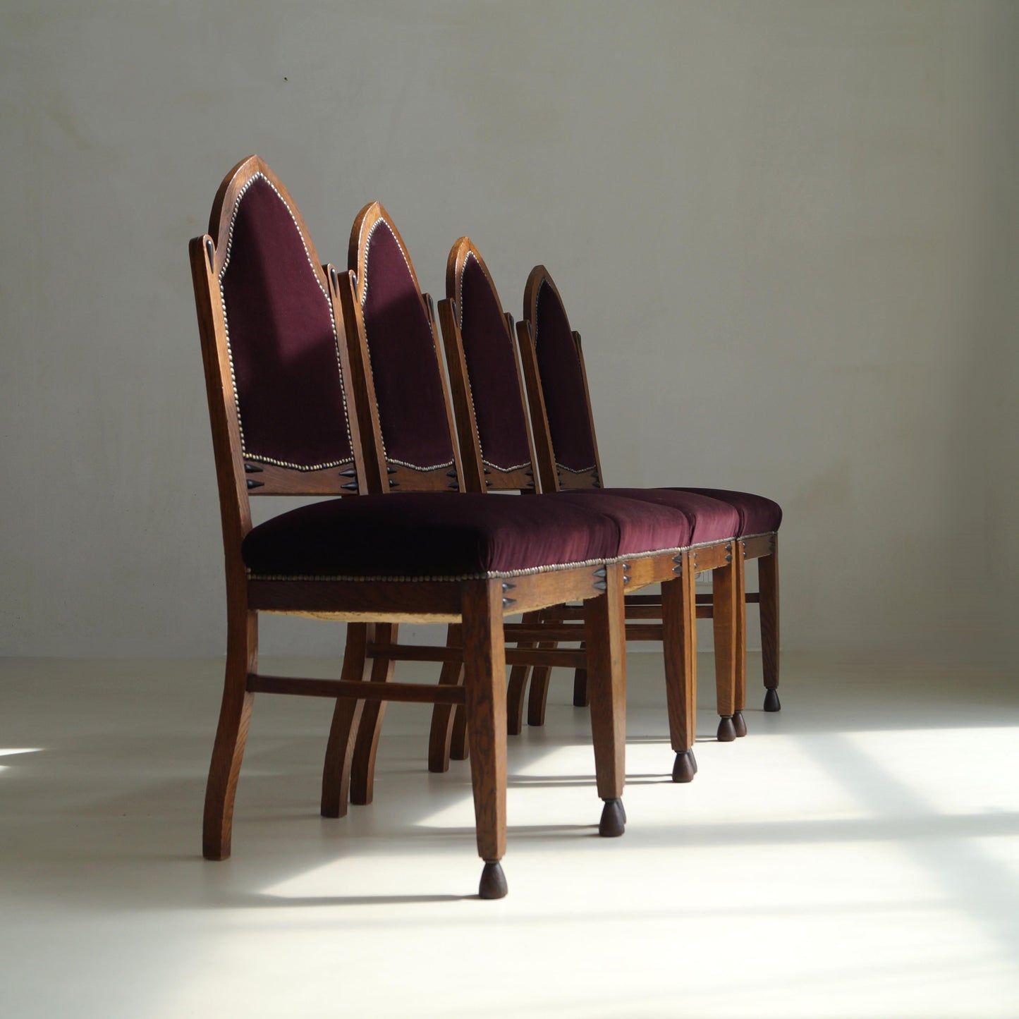 Dutch Art Deco Amsterdam School Dining Chairs, Set of 4 Dining Chairs