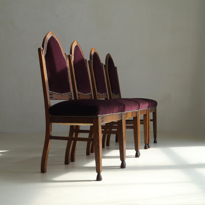 Dutch Art Deco Amsterdam School Dining Chairs, Set of 4 Dining Chairs