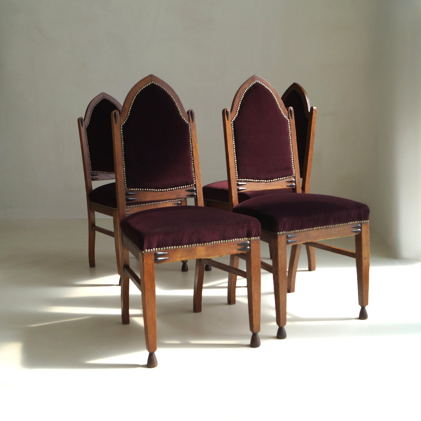 Dutch Art Deco Amsterdam School Dining Chairs, Set of 4 Dining Chairs