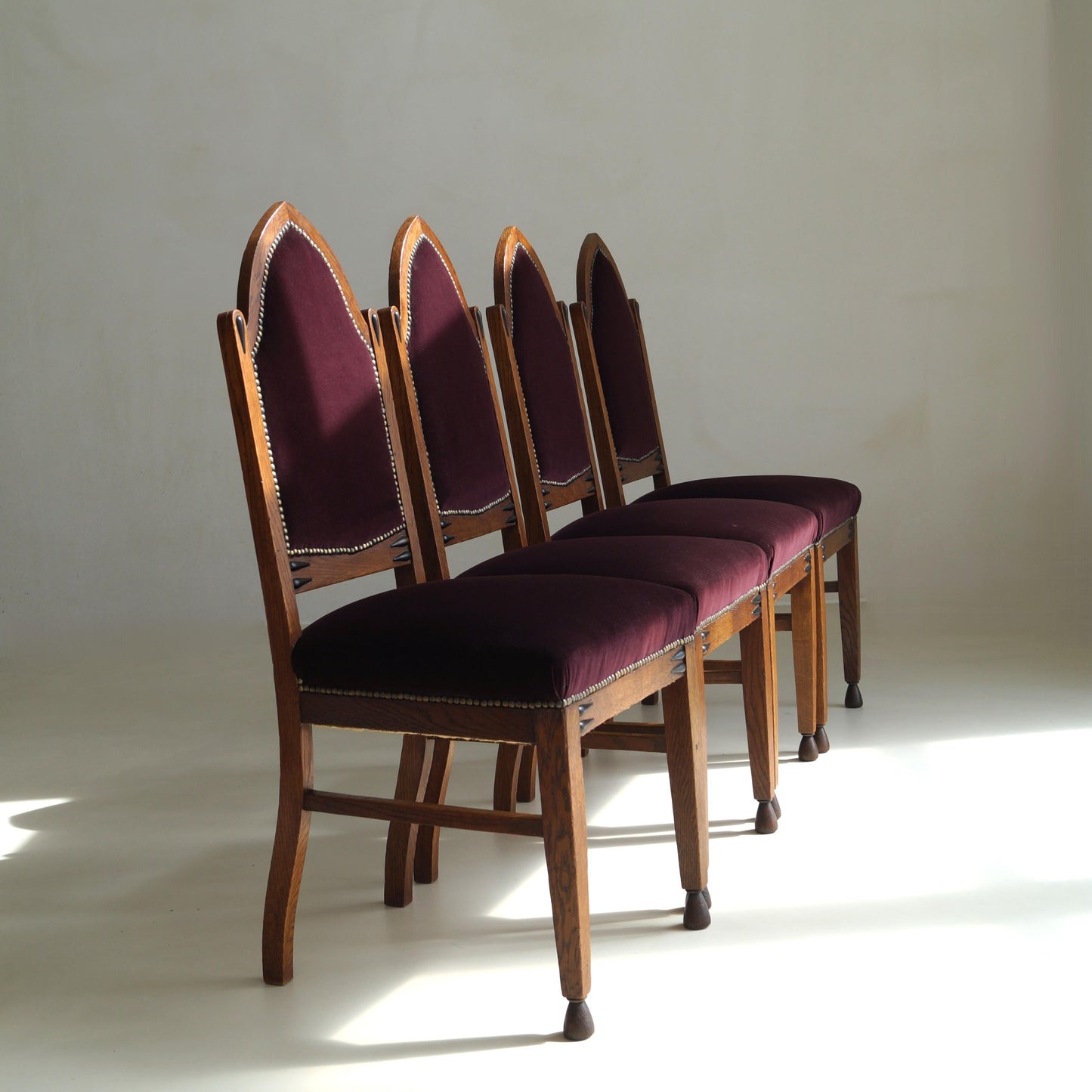Dutch Art Deco Amsterdam School Dining Chairs, Set of 4 Dining Chairs