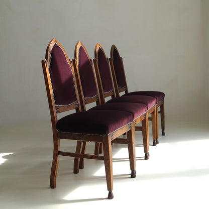 Dutch Art Deco Amsterdam School Dining Chairs, Set of 4 Dining Chairs