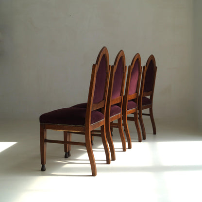 Dutch Art Deco Amsterdam School Dining Chairs, Set of 4 Dining Chairs