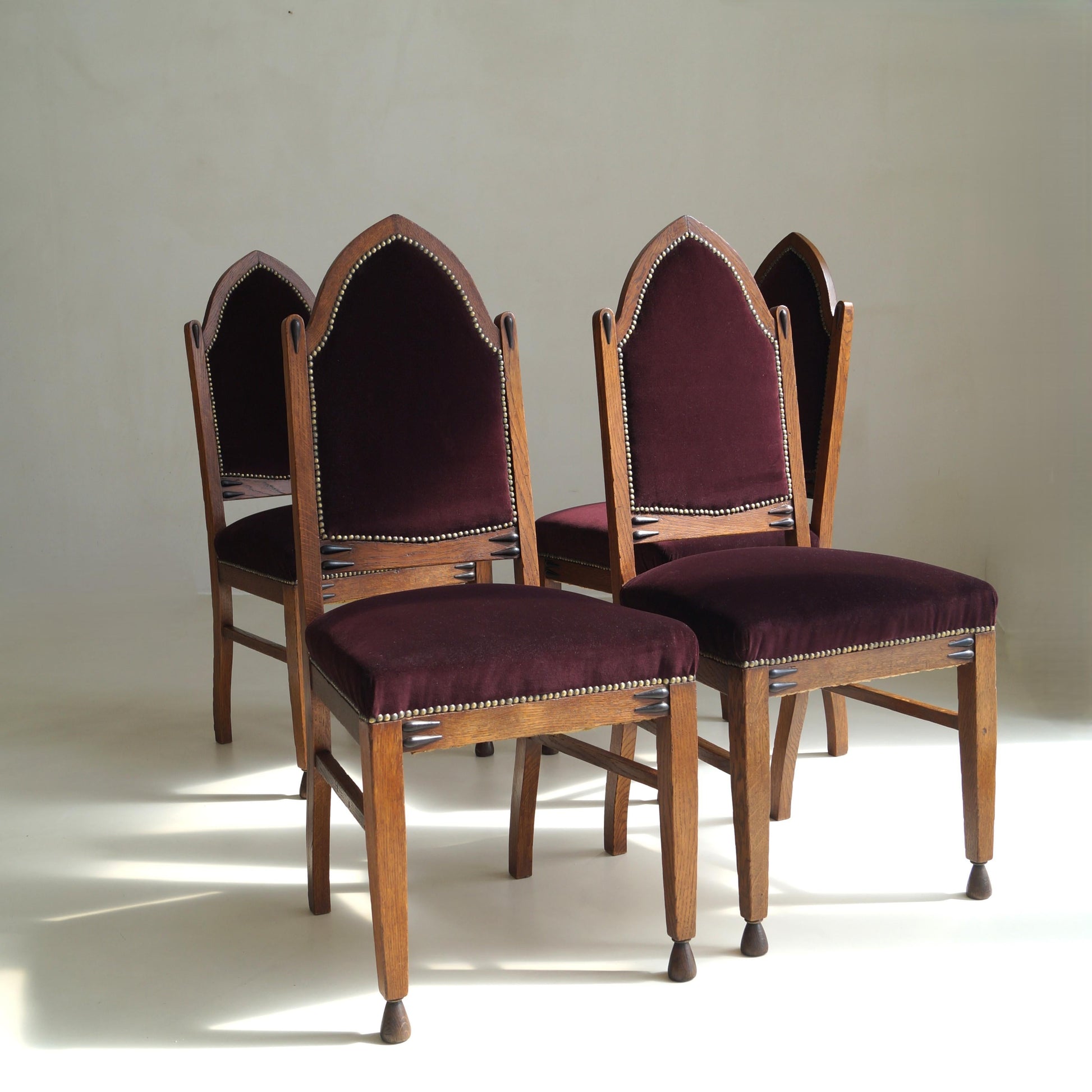 Dutch Art Deco Amsterdam School Dining Chairs, Set of 4 Dining Chairs