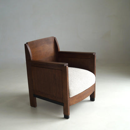 Dutch Art Deco Armchair, Oak, Modernist Design, 1920s, Netherlands Chairs