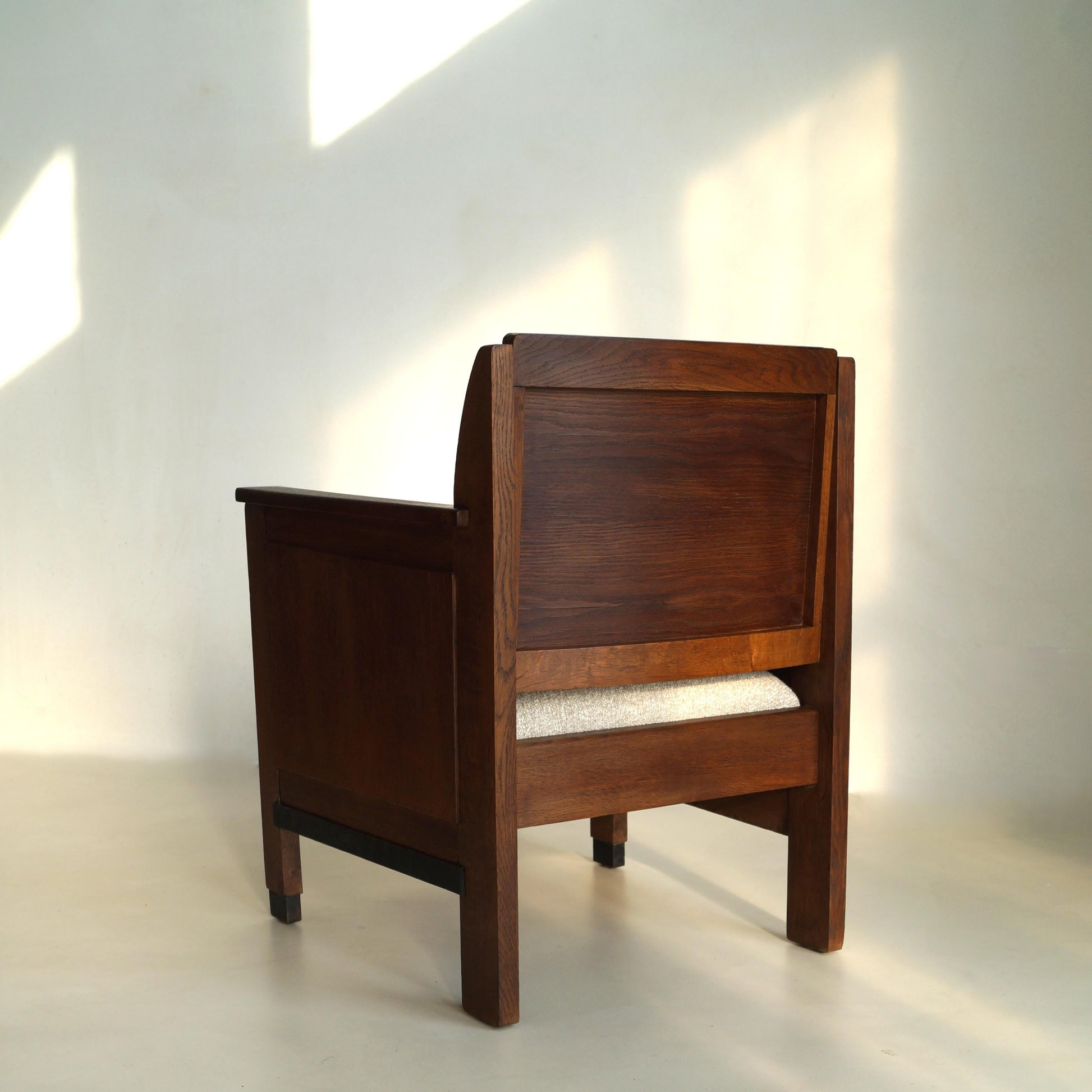 Dutch Art Deco Armchair, Oak, Modernist Design, 1920s, Netherlands Chairs