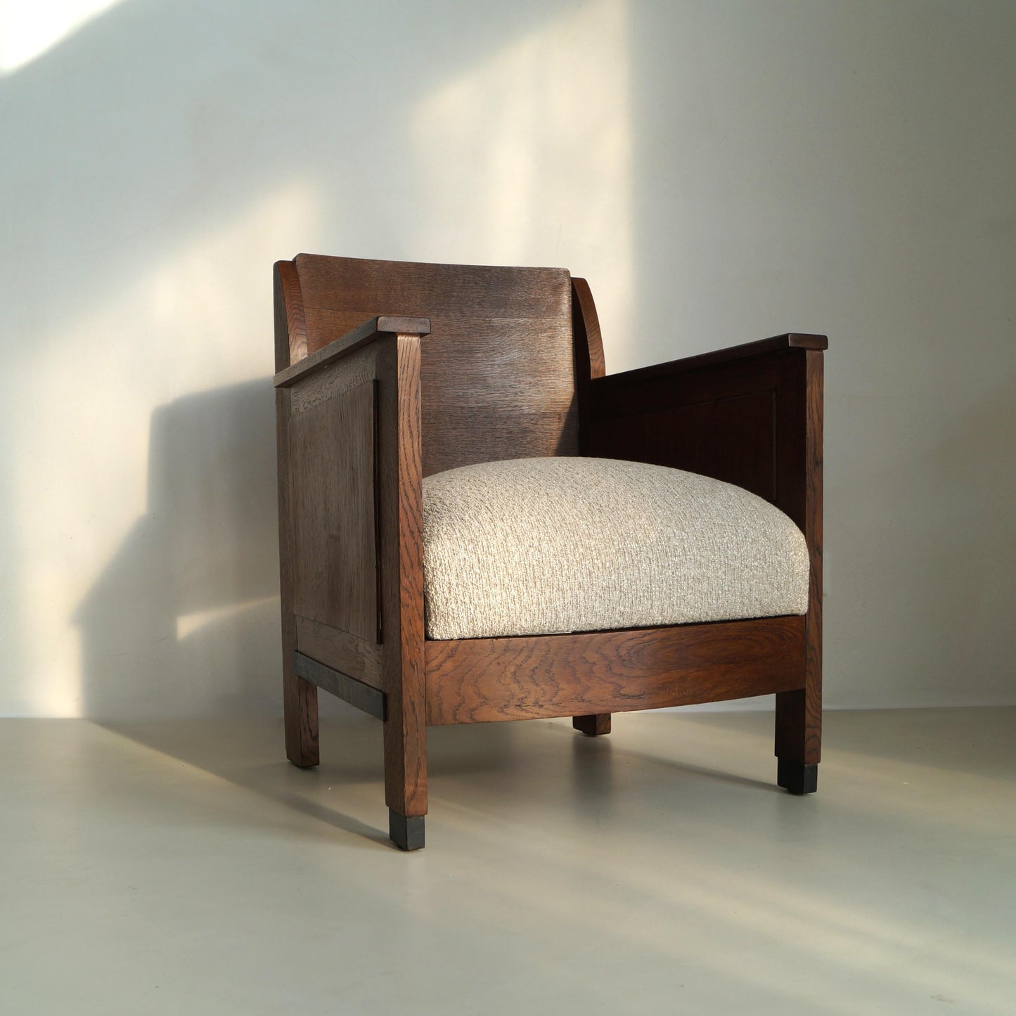 Dutch Art Deco Armchair, Oak, Modernist Design, 1920s, Netherlands Chairs