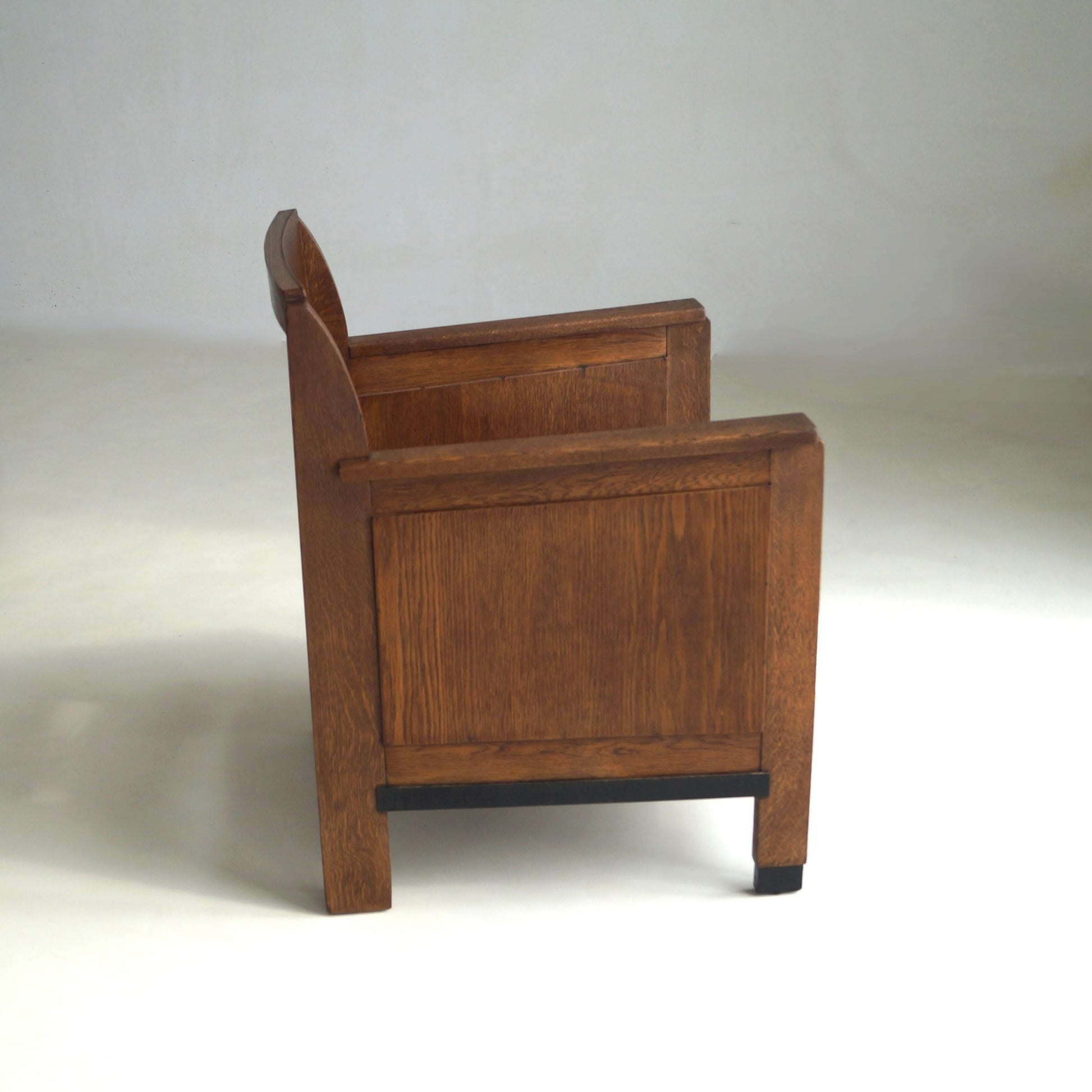 Dutch Art Deco Armchair, Oak, Modernist Design, 1920s, Netherlands Chairs