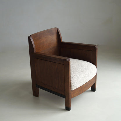 Dutch Art Deco Armchair, Oak, Modernist Design, 1920s, Netherlands Chairs