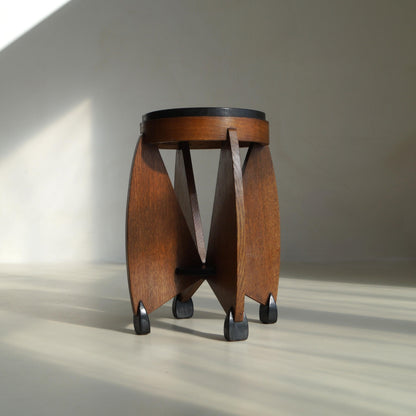 Dutch Art Deco Curvy Amsterdam School Accent Table by J.J. Zijfers, 1920s End Tables
