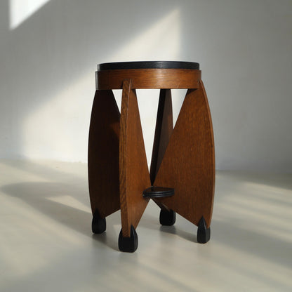 Dutch Art Deco Curvy Amsterdam School Accent Table by J.J. Zijfers, 1920s End Tables