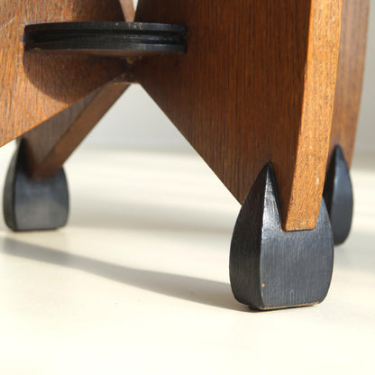 Dutch Art Deco Curvy Amsterdam School Accent Table by J.J. Zijfers, 1920s End Tables