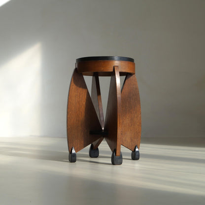 Dutch Art Deco Curvy Amsterdam School Accent Table by J.J. Zijfers, 1920s End Tables