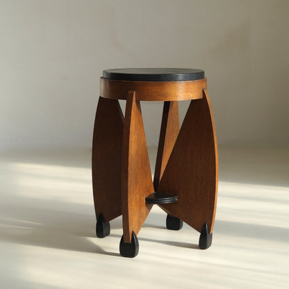Dutch Art Deco Curvy Amsterdam School Accent Table by J.J. Zijfers, 1920s End Tables
