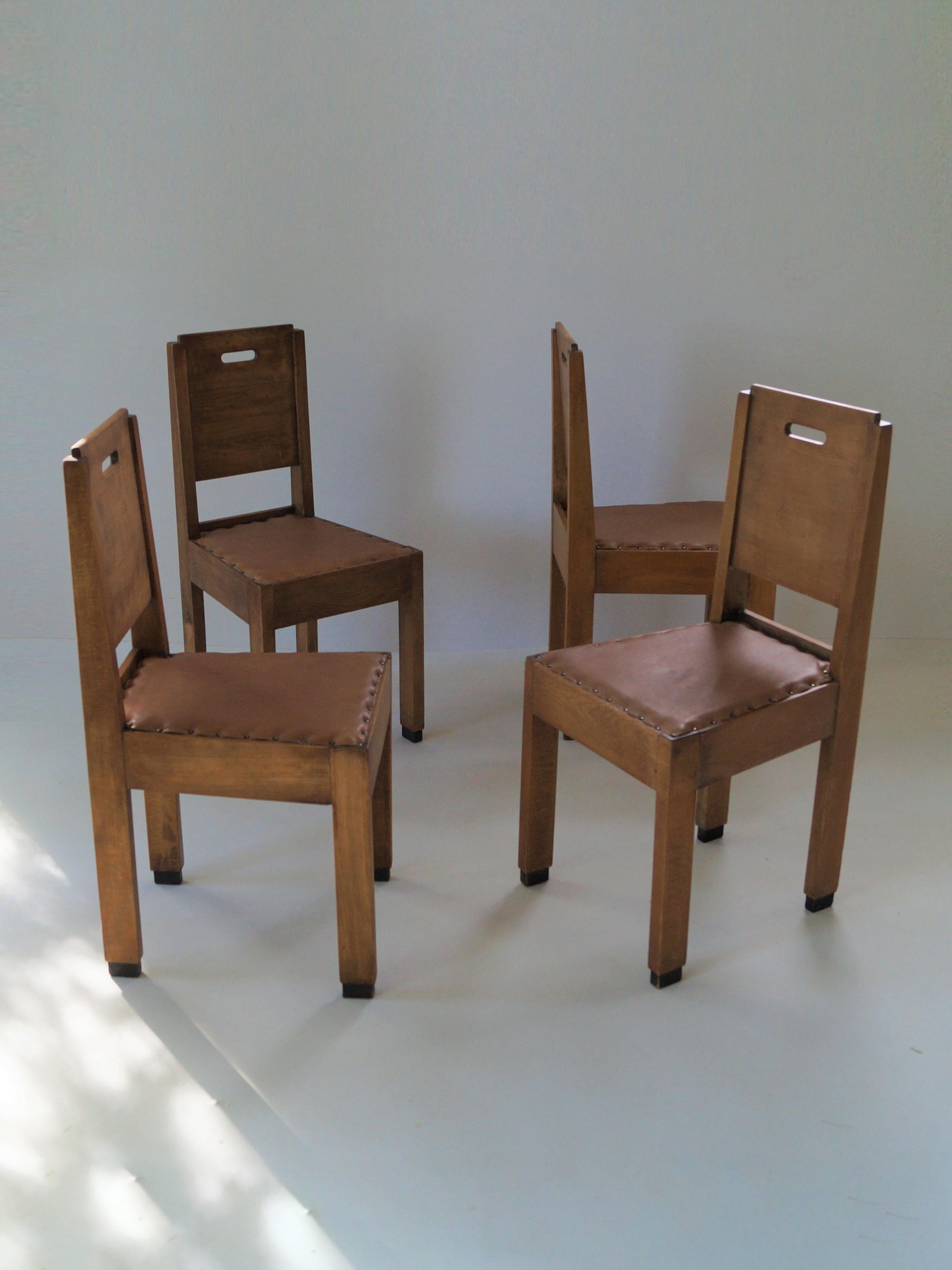 Dutch Art Deco De Stijl/Haagse School Set of Chairs, 1920s Dining Chairs