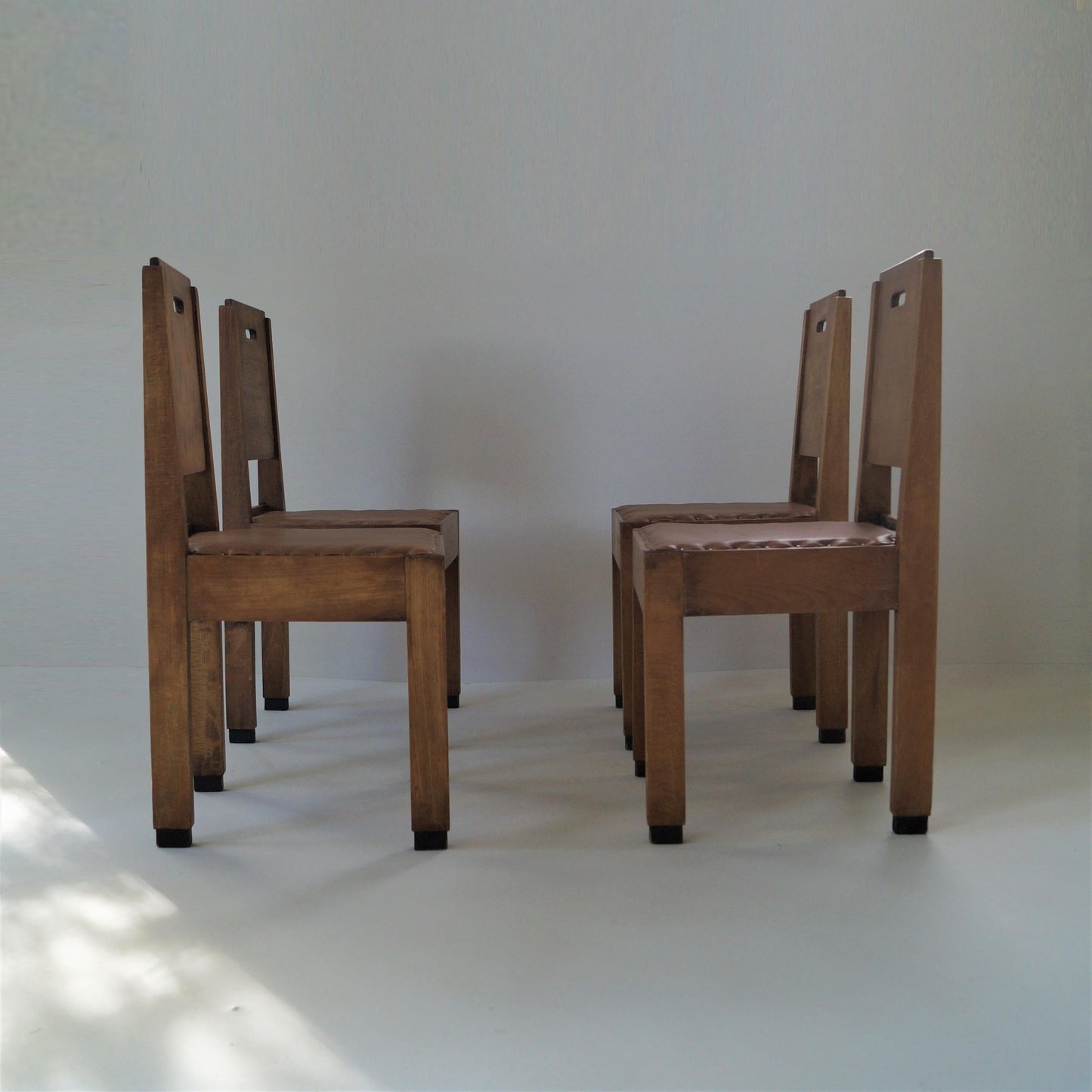 Dutch Art Deco De Stijl/Haagse School Set of Chairs, 1920s Dining Chairs