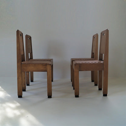 Dutch Art Deco De Stijl/Haagse School Set of Chairs, 1920s Dining Chairs