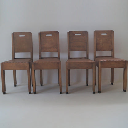 Dutch Art Deco De Stijl/Haagse School Set of Chairs, 1920s Dining Chairs