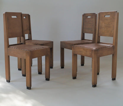 Dutch Art Deco De Stijl/Haagse School Set of Chairs, 1920s Dining Chairs