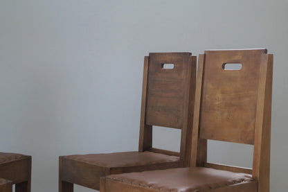 Dutch Art Deco De Stijl/Haagse School Set of Chairs, 1920s Dining Chairs