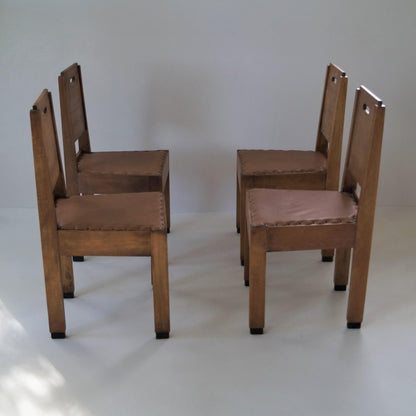 Dutch Art Deco De Stijl/Haagse School Set of Chairs, 1920s Dining Chairs