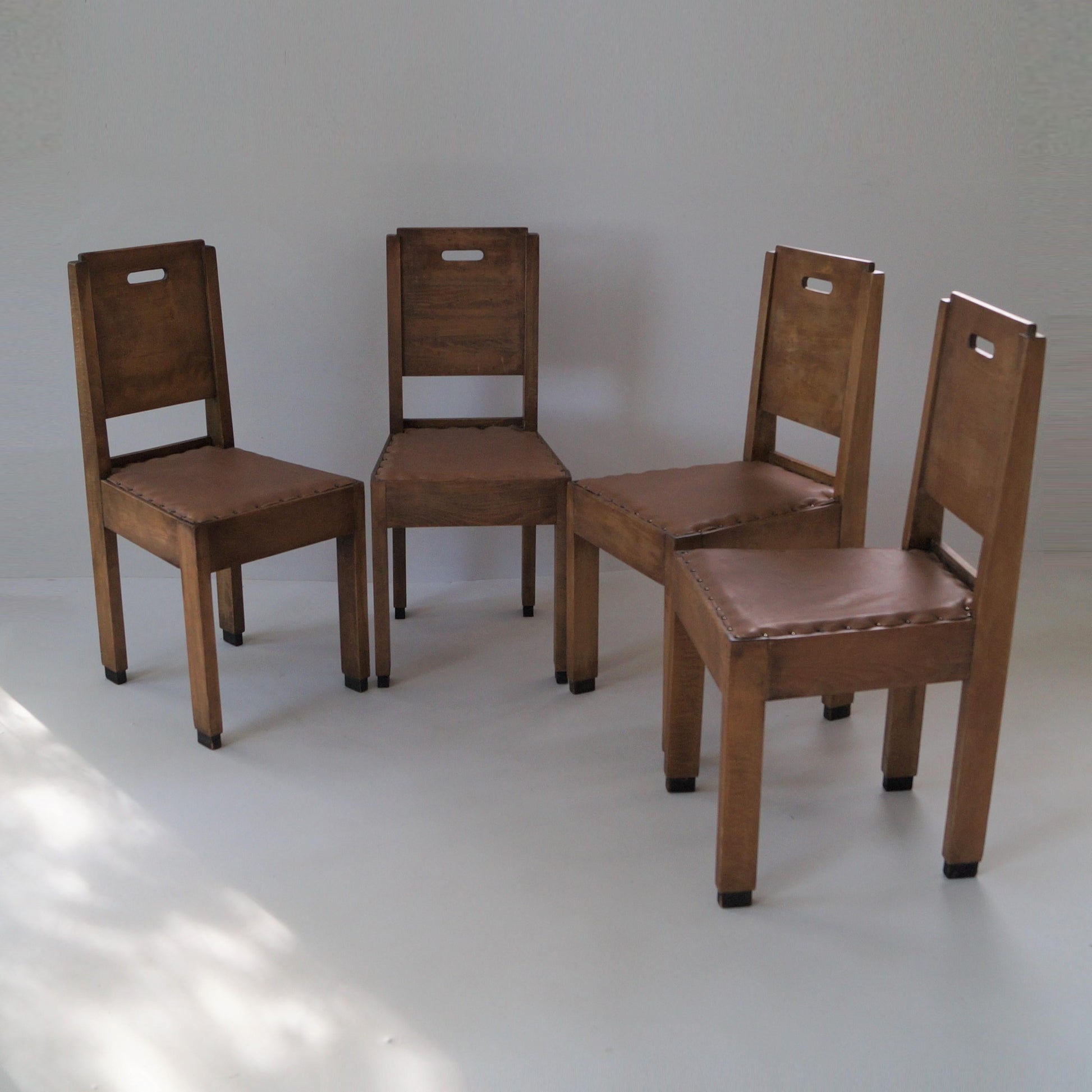 Dutch Art Deco De Stijl/Haagse School Set of Chairs, 1920s Dining Chairs