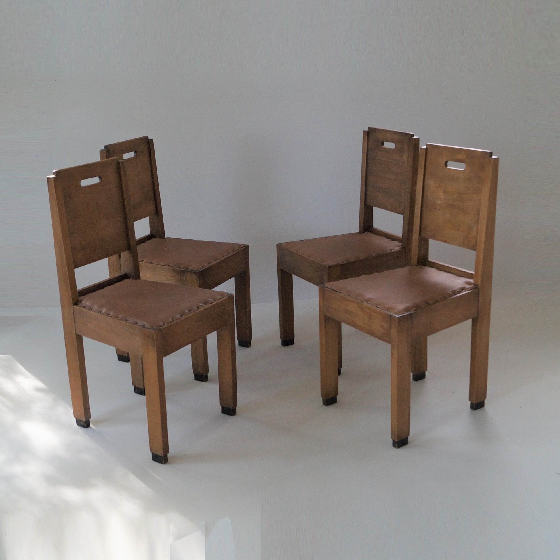 Dutch Art Deco De Stijl/Haagse School Set of Chairs, 1920s Dining Chairs