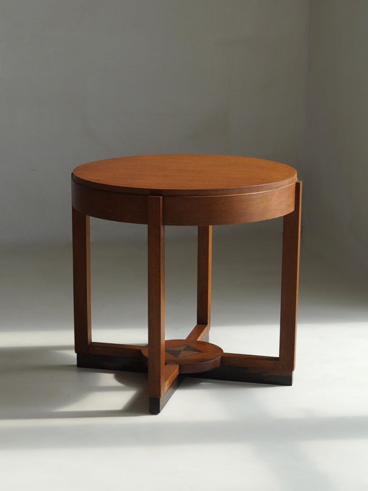 Dutch Art Deco Modernist Side Table in Oak and Macassar Ebony, 1920s End Tables