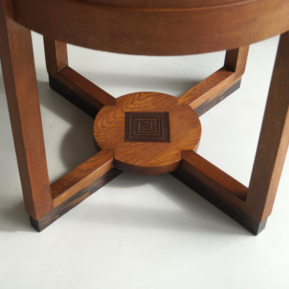 Dutch Art Deco Modernist Side Table in Oak and Macassar Ebony, 1920s End Tables