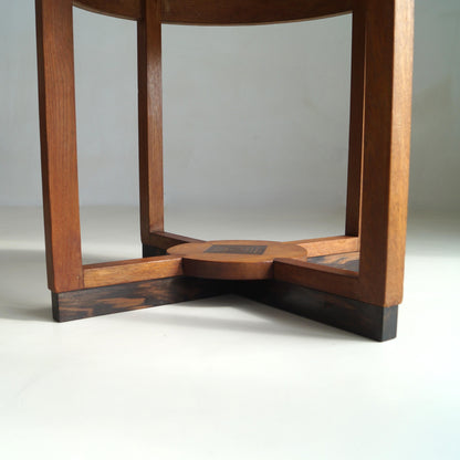 Dutch Art Deco Modernist Side Table in Oak and Macassar Ebony, 1920s End Tables
