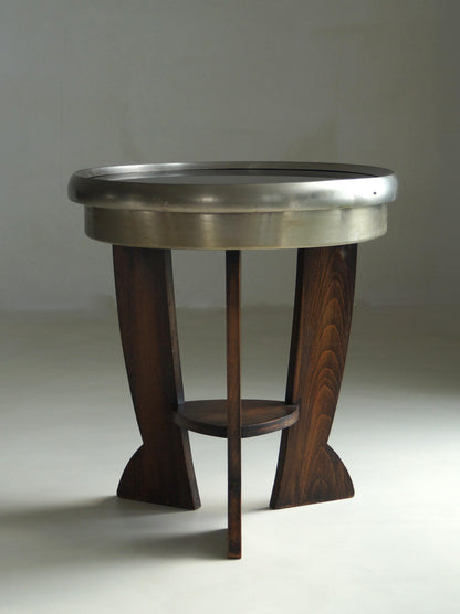 Dutch Bauhaus/Art Deco Tripod Table, Black Top End Tables