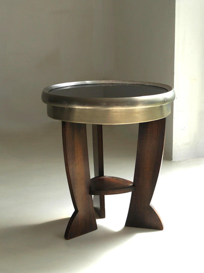 Dutch Bauhaus/Art Deco Tripod Table, Black Top End Tables