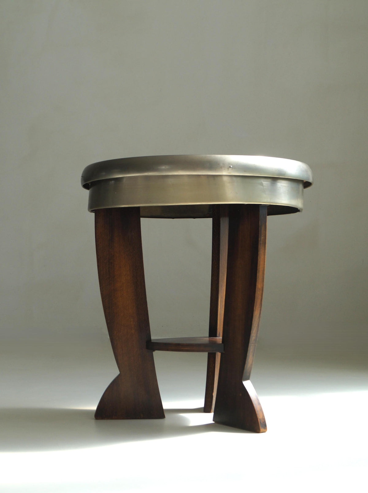 Dutch Bauhaus/Art Deco Tripod Table, Black Top End Tables