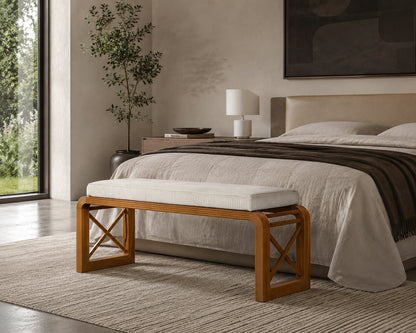 "EIDOS" Bench by FORME, Handcrafted Cherrywood Bedroom Bench with COM Option Benches