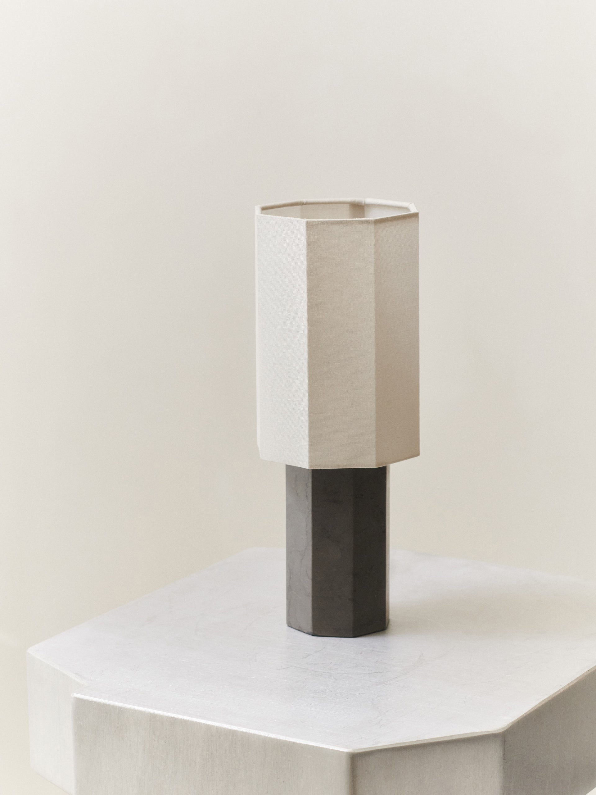 Eight over Eight Lamp in Grey Marble Large Louise Roe Table Lamps Claude Home